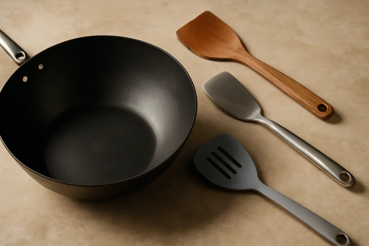 Spatole in legno, metallo o silicone: quale scegliere per non rovinare il tuo wok?