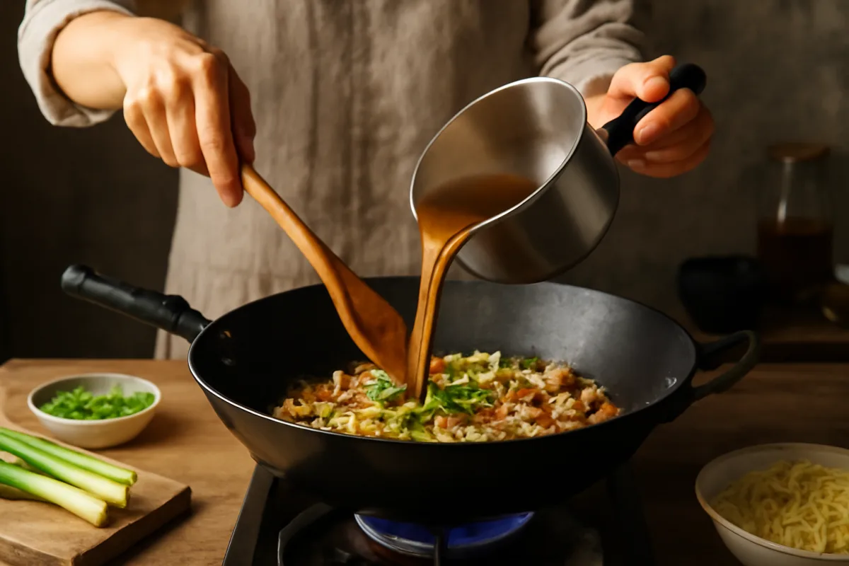 Cucinare ramen nel wok: il momento giusto per aggiungere il brodo e preservare i sapori